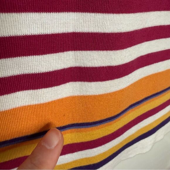 Loro Piana Tank Top Sz 46 White Fuchsia Striped Sleeveless N Neck Stretch Summer - Picture 6 of 14